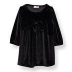 HelloBaby Kız Bebek Chic Elbise Kadife Bisiklet Yaka Kısa Kol