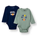 HelloBaby Erkek Bebek 2li Uzun Kol Body Ribana Çıtçıtlı Yaka Uzun Kol