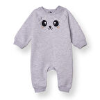 HelloBaby Kız Bebek Yenidoğan Patiksiz Tulum Şardonlu Üç İplik Bisiklet Yaka Uzun Kol Patiksiz Paça