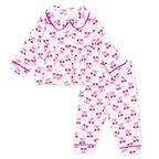HelloBaby Kız Bebek Pijama Takımı Meyve Baskılı Düğmeli Bebe Yaka Uzun Kol Reçme
