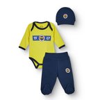 Fenerbahçe Unisex Body-Alt-Şapka Lisans Baskılı Çıtçıtlı Bisiklet Yaka Long Sleeve Patikli