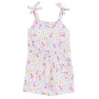HelloBaby Kız Bebek Kısa Tulum Çiçek Baskılı Bağcıklı Modelli Yaka İp Askılı Reçme