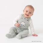 HelloBaby Erkek Bebek Kadife Tulum Araba Baskılı Düğmeli Gömlek Yaka Uzun Kol Patikli