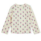 HelloBaby Kız Bebek Tişört Çiçek Baskılı Bisiklet Yaka Long Sleeve