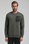 Bisiklet Yaka Haki Slim Fit Sweatshirt 22FWM60119
