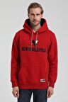 Kapüşonlu Kırmızı Slim Fit Sweatshirt 22FWM64032