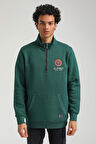 Yeşil Slim Fit Half-Zip Sweatshirt 23FWM64064