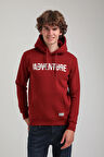 Kapüşonlu Bordo Slim Fit Hoodie 23FWM64047