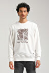 Bisiklet Yaka Ekru Slim Fit Sweatshirt 23FWM60153