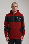 Kapüşonlu Bordo Slim Fit Full-Zip Sweatshirt 24FWM64077