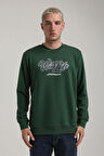 Bisiklet Yaka Yeşil Slim Fit Sweatshirt 24FWM60195