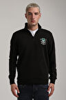 Dik Yaka Siyah Slim Fit Sweatshirt 24FWM60198
