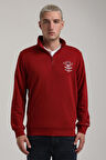 Dik Yaka Bordo Slim Fit Sweatshirt 24FWM60198