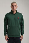 Dik Yaka Yeşil Slim Fit Sweatshirt 24FWM60198