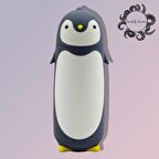 BottleBoss Penguen Figürlü Paslanmaz Çelik Çocuk Matarası 350 Ml Gri