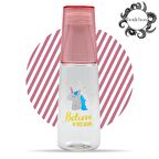 BottleBoss Renkli Bardaklı Desenli Sızdırmaz Kapaklı Su Şişesi Matara 600 Ml Pembe