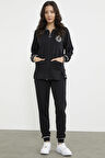 Nakış Detaylı Jogger Eşofman Takım - Siyah