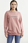 Sıfır Yaka Oversize Sweatshirt - Gül Kurusu