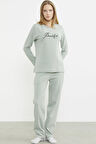 Fitilli Kalın Sıfır Yaka Pijama Takım - Yeşil