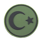 Single Sword Yuvarlak BAYRAK Plastik Patch - Peç HAKİ