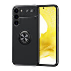 Galaxy S23 ile Uyumlu Kılıf Yüzük Tutuculu Mıktanıslı,standlı Novel Silikon Siyah