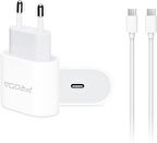 Coverzone Proda 20W Type-C to Type-C Hızlı Şarj Adaptörü PD Güç Şarj Cihazı Galaxy S23 Ultra ve Xiaomi 13 Pro Uyumlu Şarj Cihazı için Duvar Seyahati Şarj Kafa PRD-87C