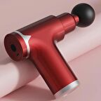 Coverzone Masaj Aleti Motorlu 20W Derin Doku Kas Masaj Tabancası 6 Kademeli Masajı Type-C Hızlı Şarj Girişli 4 Farklı Masaj Başlıklı F830 Kırmızı