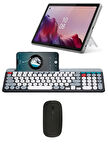 Galaxy Tab A9+ SM-X210 ile Uyumlu Bluetooth Klavye Mouse Set Çoklu Bağlantı İngilizce Q Klavye