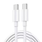 Coverzone Type-C to Type-C 60W iPhone 15 Uyumlu Data ve Şarj Kablo 1 Metre Uzunluk Beyaz Renk USB C to USB C Kablo