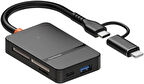 Coverzone Çoklayıcı Adaptör 8 in 1 Lightning/Type-c To USB A, SD TF MS/Macbook uyumlu Çevirici Adaptör Çok Portlu Çoklayıcı 8 in 1 USB HUB ADS-315 