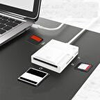 Coverzone Tip C Kart Okuyucu 50cm Kablo Uzunluğu Type-C Kablolu Çoklu Kart Okuyucu Card Reader CF Compact Flash, SD kart, micro SD TF Card Memory Stick USB C Card Reader (ZR780 - Type-C Kablo)
