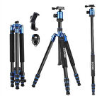 Coverzone ZOMEI Z818C Profesyonel Taşınabilir Karbon Fiber Dijital Kamera ve Kamera Tripod Monopod Standı, Tüm Canon Sony Nikon Samsung Panasonic Olympus Kodak Fuji Gold için Top Başlıklı (Mavi)
