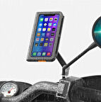 Coverzone Motosiklet ve Scooter için Dikiz Ayna Uyumlu Telefon Tutucu Orijinal Malzeme Yüksek Kalite Güneşlik Tasarımlı Universal Modellere Uyumlu Kolay Kurulum PB08