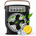 Coverzone Şarjlı Mini Buharlı Hava Soğutucu, Taşınabilir Portatif Mobil Sulu Klima, 3 Rüzgar Hızı, 3 Sis Modu, Buzlu Vantilatör 5 Sprey Delikli ile LED Işıklı CRV-002 (Siyah)