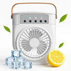 Coverzone Şarjlı Mini Buharlı Hava Soğutucu, Taşınabilir Portatif Mobil Sulu Klima, 3 Rüzgar Hızı, 3 Sis Modu, Buzlu Vantilatör 5 Sprey Delikli ile LED Işıklı CRV-002 (Beyaz)