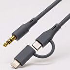 Coverzone Type-C + Lightning 3.5mm Kablo 100cm, Araba, Kulaklık, Ev Ses Ekipmanları ile Uyumlu | SX-151