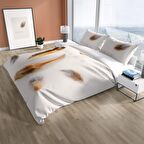 Cattleya Feather 3D Temalı Pamuk Saten Çift Kişilik Nevresim Takımı