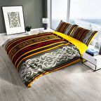 Cattleya Baroque 3D Temalı Pamuk Saten Çift Kişilik Nevresim Takımı