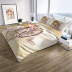 Cattleya Bicycle 3D Temalı Pamuk Saten Çift Kişilik Nevresim Takımı