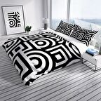 Cattleya Geomix 3D Temalı Pamuk Saten Çift Kişilik Nevresim Takımı