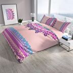 Cattleya Mandala 3D Temalı Pamuk Saten Çift Kişilik Nevresim Takımı