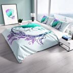 Cattleya Moon 3D Temalı Pamuk Saten Çift Kişilik Nevresim Takımı