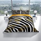 Monohome Perlasera Zebra Feather 3D Temalı Pamuk Saten Çift Kişilik Nevresim Takımı