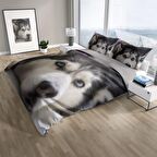 Cattleya Husky 3D Temalı Pamuk Saten Çift Kişilik Nevresim Takımı