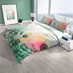 Cattleya Leaves 3D Temalı Pamuk Saten Çift Kişilik Nevresim Takımı