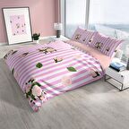 Cattleya Pinkline 3D Temalı Pamuk Saten Çift Kişilik Nevresim Takımı