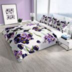 Cattleya Purple 3D Temalı Pamuk Saten Çift Kişilik Nevresim Takımı