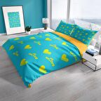 Monohome Perlasera Turkuaz 3D Temalı Pamuk Saten Çift Kişilik Nevresim Takımı