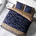 Monohome Mavi Sarmaşık 3D Temalı Pamuk Saten Çift Kişilik Nevresim Takımı