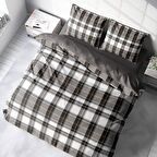 Monohome Grey Ekose Ekoseli Pamuk Saten Çift Kişilik Nevresim Takımı